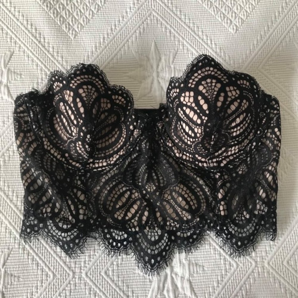 Dynamite Lace Bustier / Lace Bralette Black & Tan